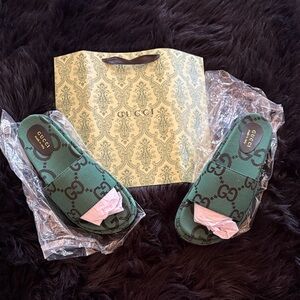 Gucci Green GG Slide Wedges - Women